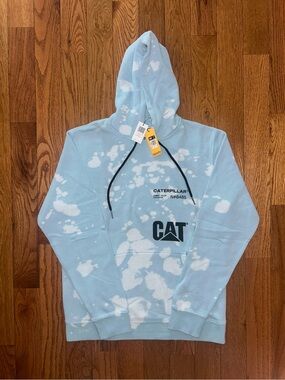 CAT Caterpillar Acid Wash Hoodie Size Large NEW